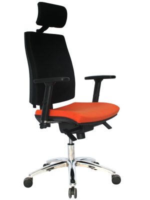 Imagen de una Silla Luxury Job Elegant en color negro y asiento naranja.