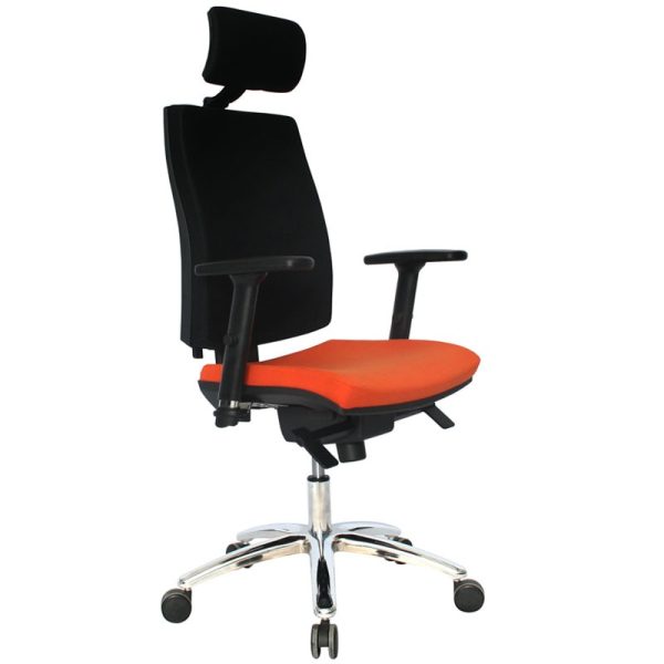 Imagen de una Silla Luxury Job Elegant en color negro y asiento naranja.