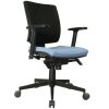 Imagen de una Silla Presidente Spice en color negro y asiento azul con mecanismo de 4 posiciones graduable en altura y brazos graduables.