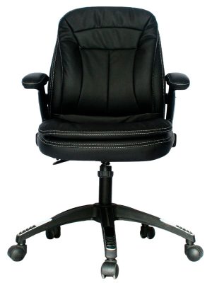 Imagen frontal de la Silla Leather Bremen en color negro.