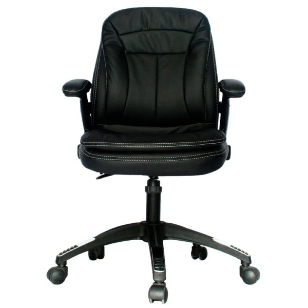 Imagen frontal de la Silla Leather Bremen en color negro.