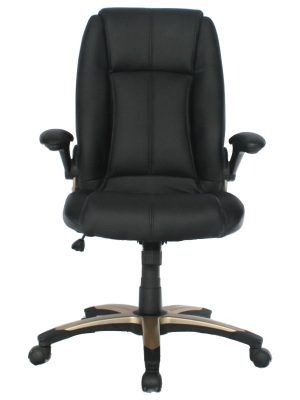 Imagen frontal de la Silla Leather Palermo en color negro.