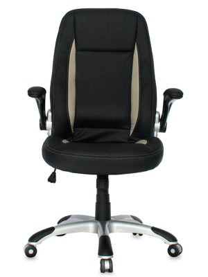 Imagen frontal de la Silla Leather Turin en color negro.