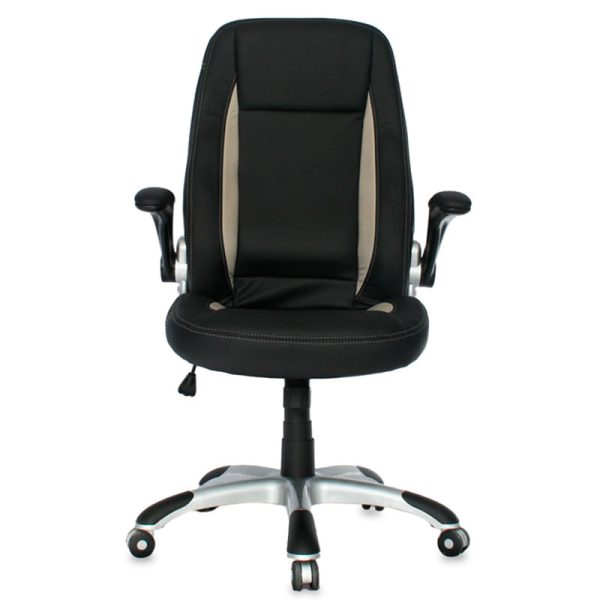 Imagen frontal de la Silla Leather Turin en color negro.