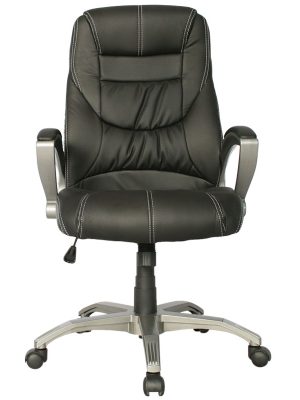 Imagen frontal de la Silla Leather Verona en color negro.