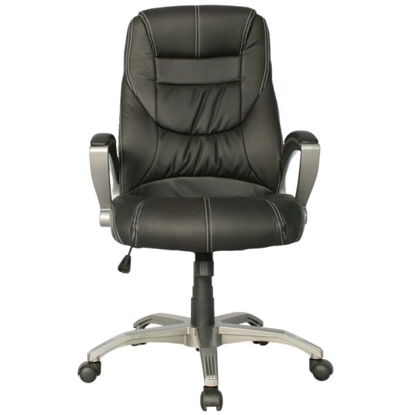 Imagen frontal de la Silla Leather Verona en color negro.